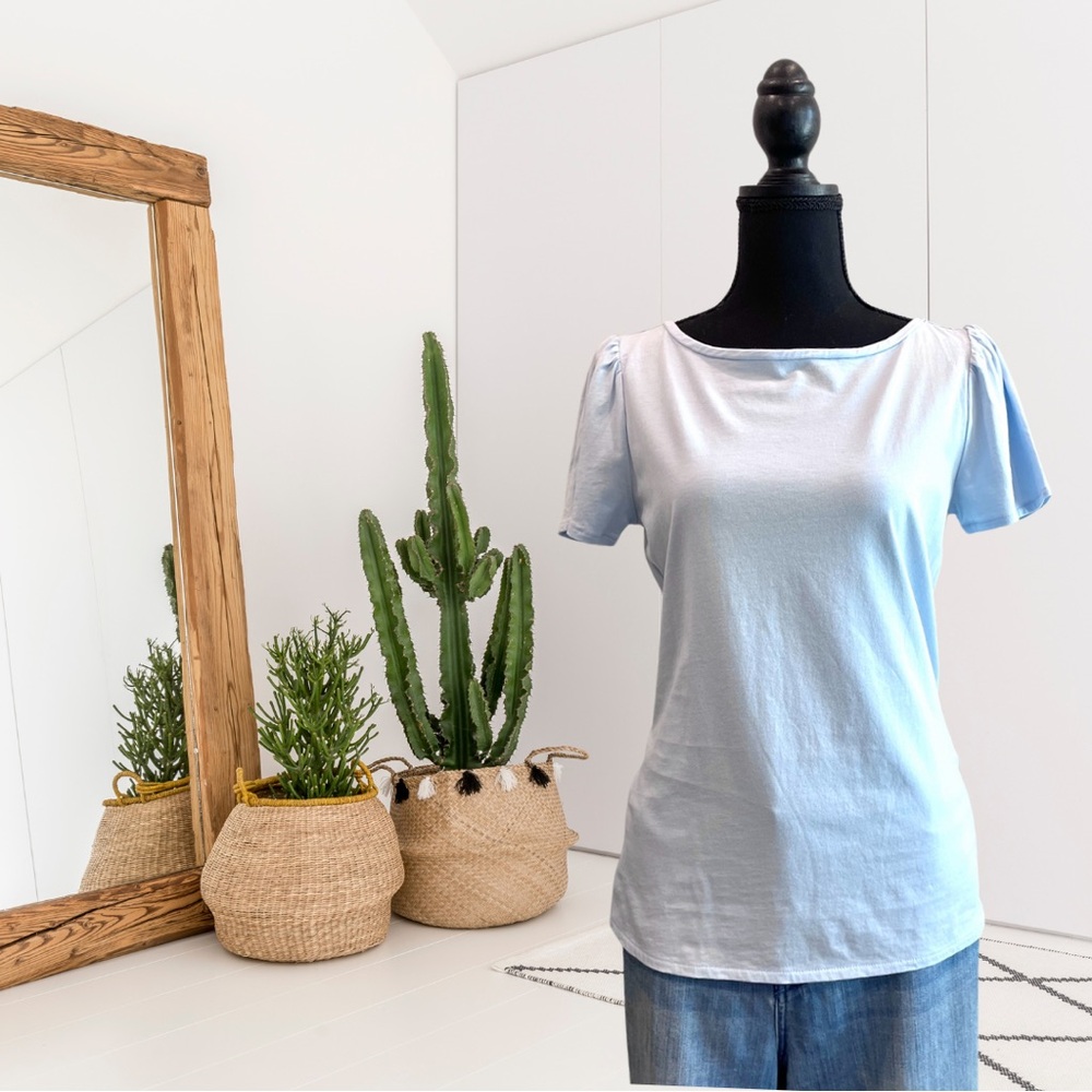 Ann Taylor Short Ruffle Sleeve T-Shirt Top